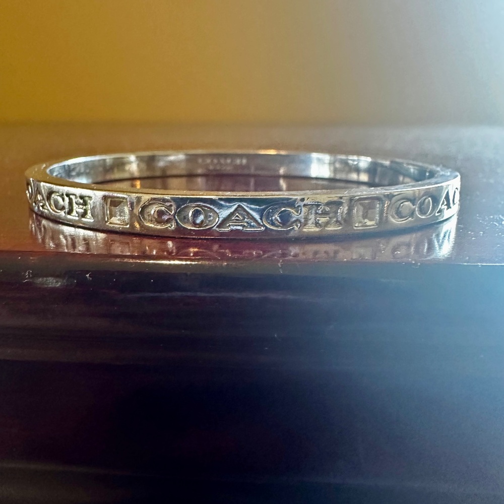 Coach Signature Hinged Bangle - Silver